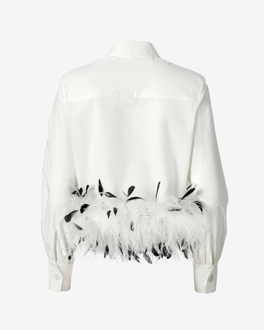 Camasa Crop cu Pene, Alba
