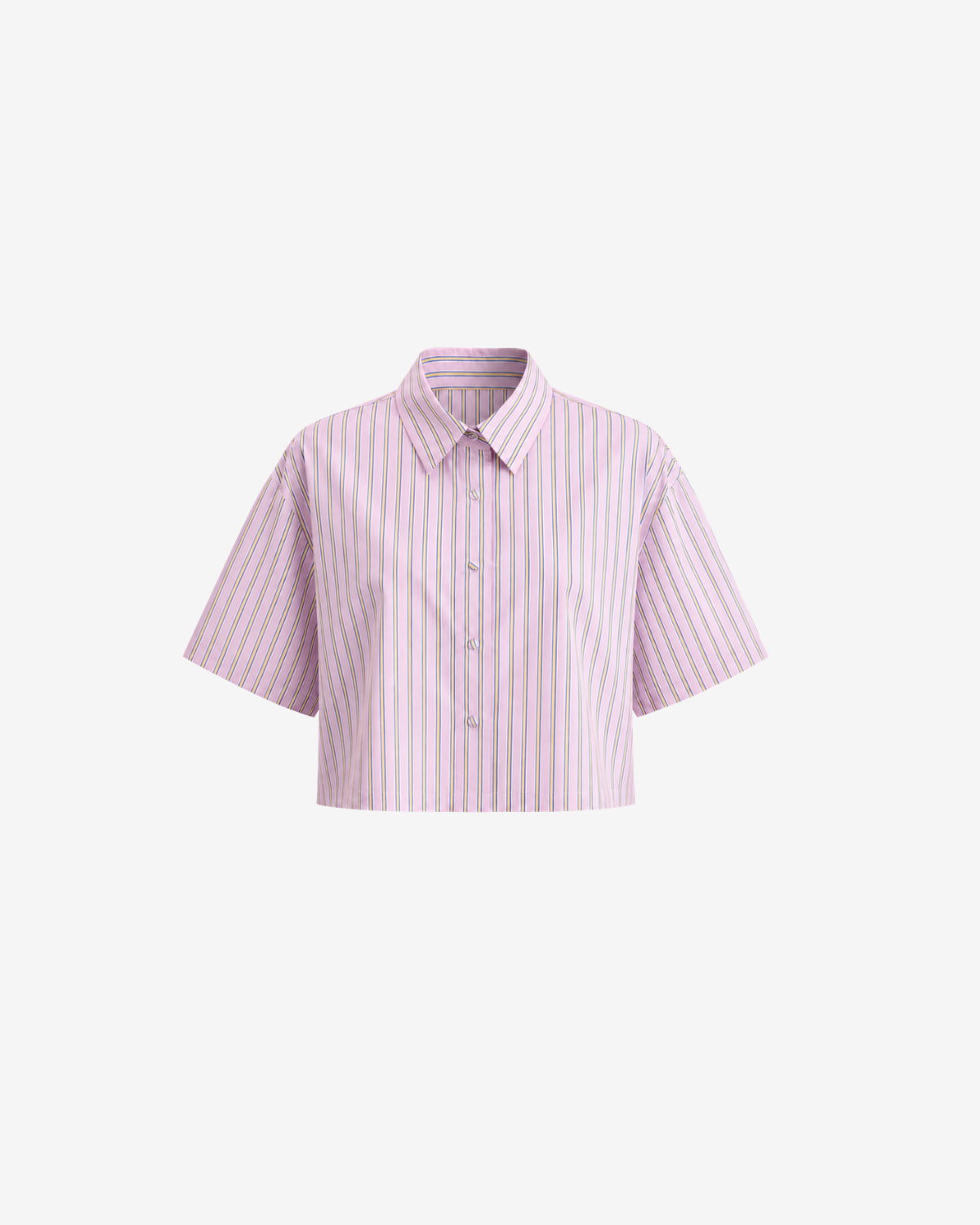 Camasa Crop Cu Dungi, Roz