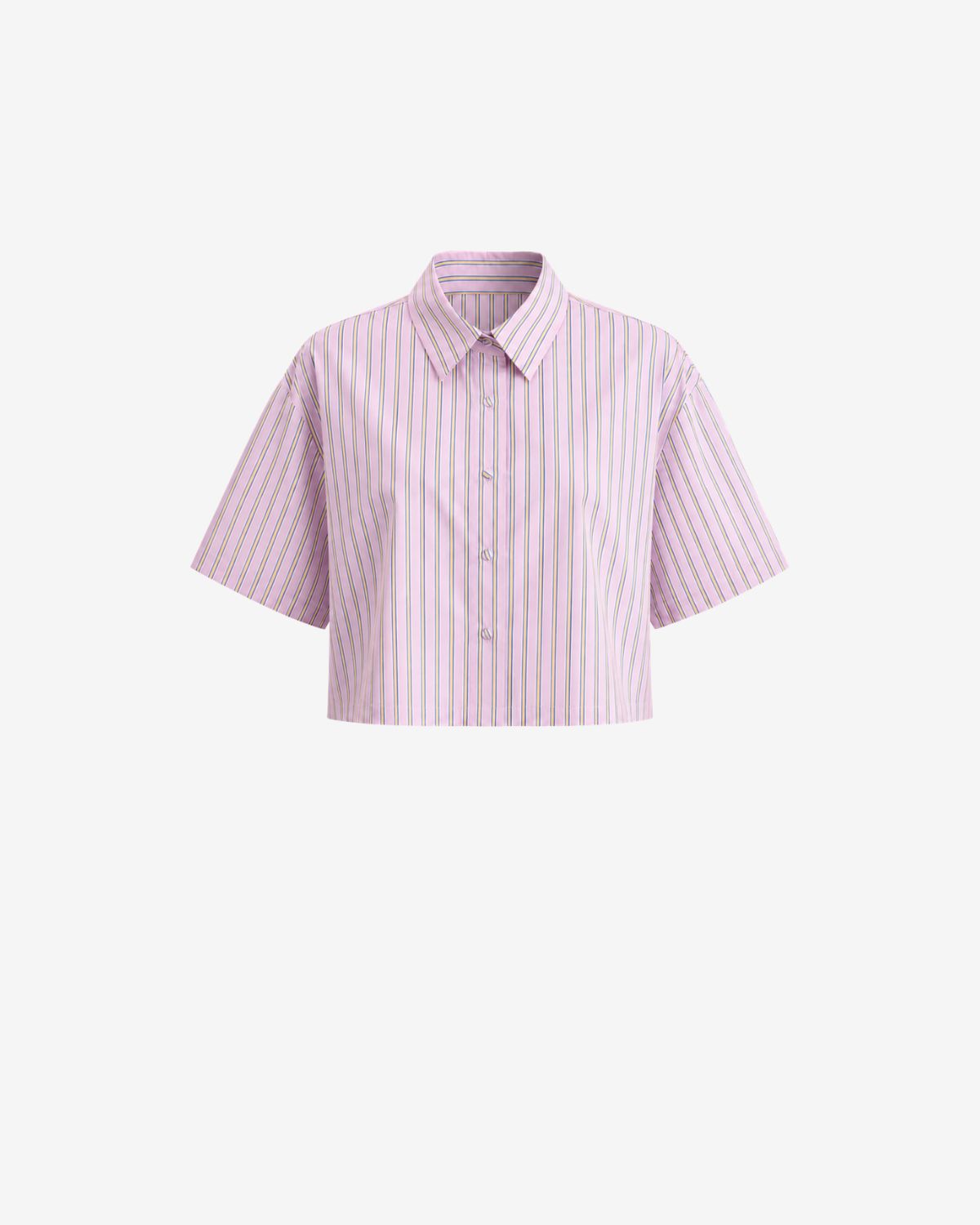 Camasa Crop Cu Dungi, Roz