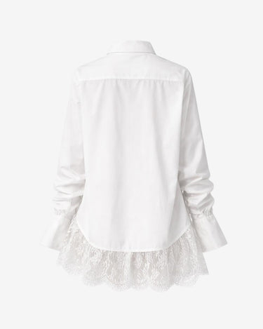 Camasa Oversized cu Terminatii din Dantela "Luz", Alba