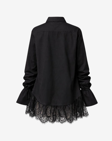 Camasa Oversized cu Terminatii din Dantela "Luz", Neagra