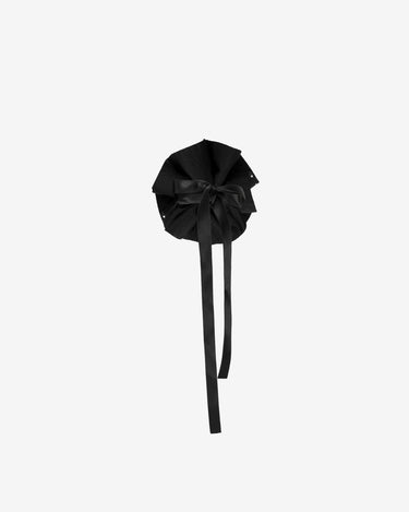 Choker cu Floare din Satin cu Cristale, Negru