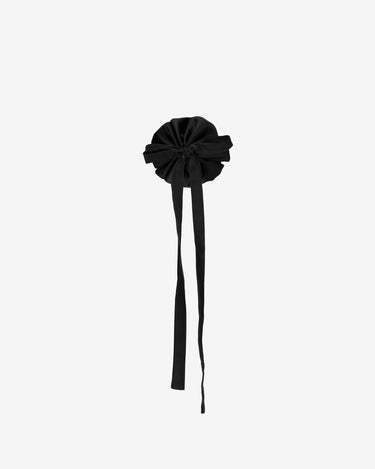 Choker cu Floare din Satin, Negru