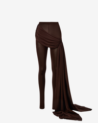 High Waisted Tights with Draped Train, Umber