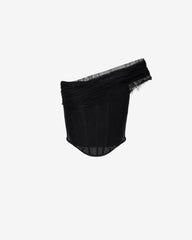 Lace Corset with Asymmetric Draping, Black