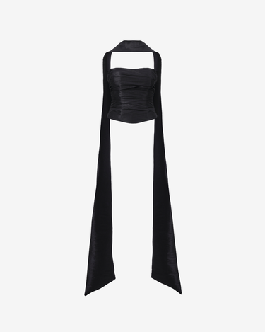 Corset din Tafta cu Esarfa, Negru