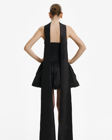 Corset din Tafta cu Esarfa, Negru