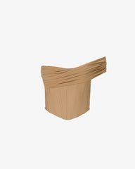 Corset cu Drapaj Asimetric, Nude