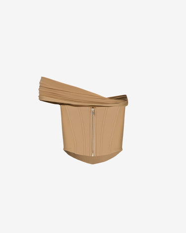 Corset cu Drapaj Asimetric, Nude