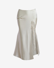 Fusta Midi din Satin Carmen, Alba