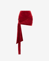 Blankie Velvet Mini Skirt, Red