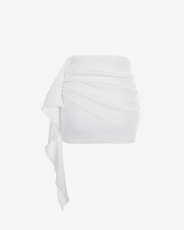 Fusta Mini din Bumbac Organic, Alba