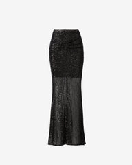 Sequin Maxi Skirt, Black