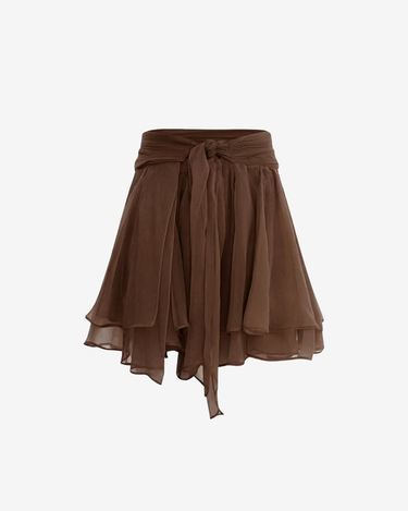 Fusta Scurta din Matase "Dolce", Maro
