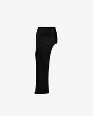 Low-waist asymmetric mini skirt with train in black