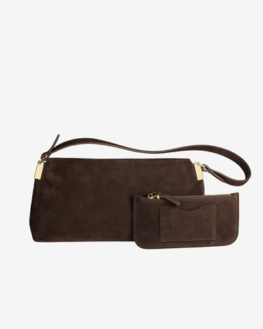 Geanta Baguette Aurora, Chocolate Suede