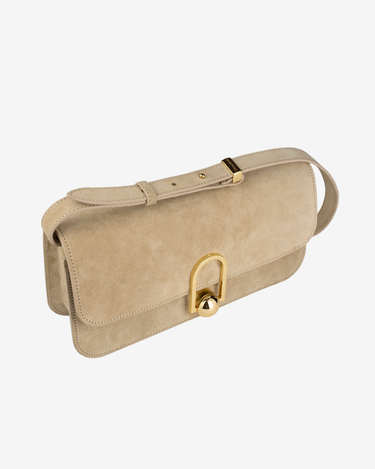 Geanta Baguette Eon, Bej Suede