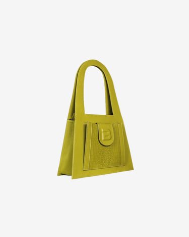 Pistachio genuine leather Lock hand and shoulder bag