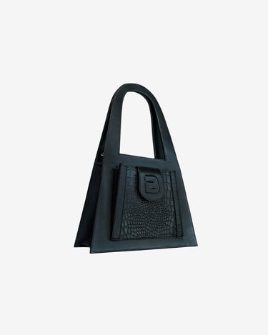 Clean black genuine leather Lock hand and shoulder bag