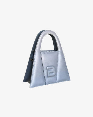 Geanta Mini de Piele "Lock", Gri