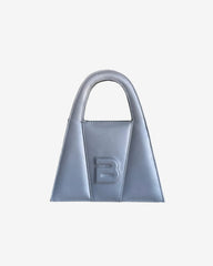 Geanta Mini de Piele "Lock", Gri