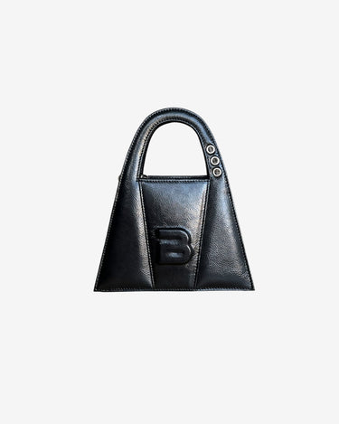 Geanta Mini din Piele Lacuita "Lock", Neagra