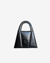 Geanta Mini din Piele Lacuita "Lock", Neagra