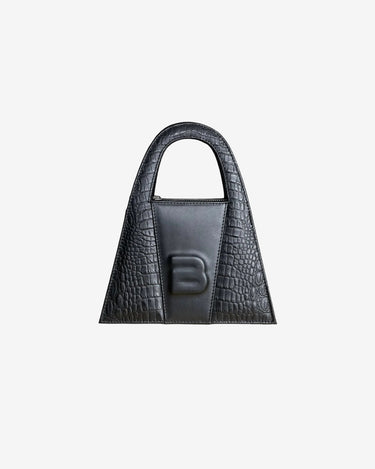 Geanta Mini din Piele Naturala "Lock", Neagra