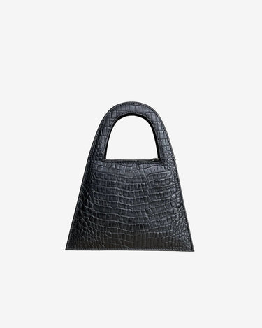 Geanta Mini din Piele Naturala "Lock", Neagra