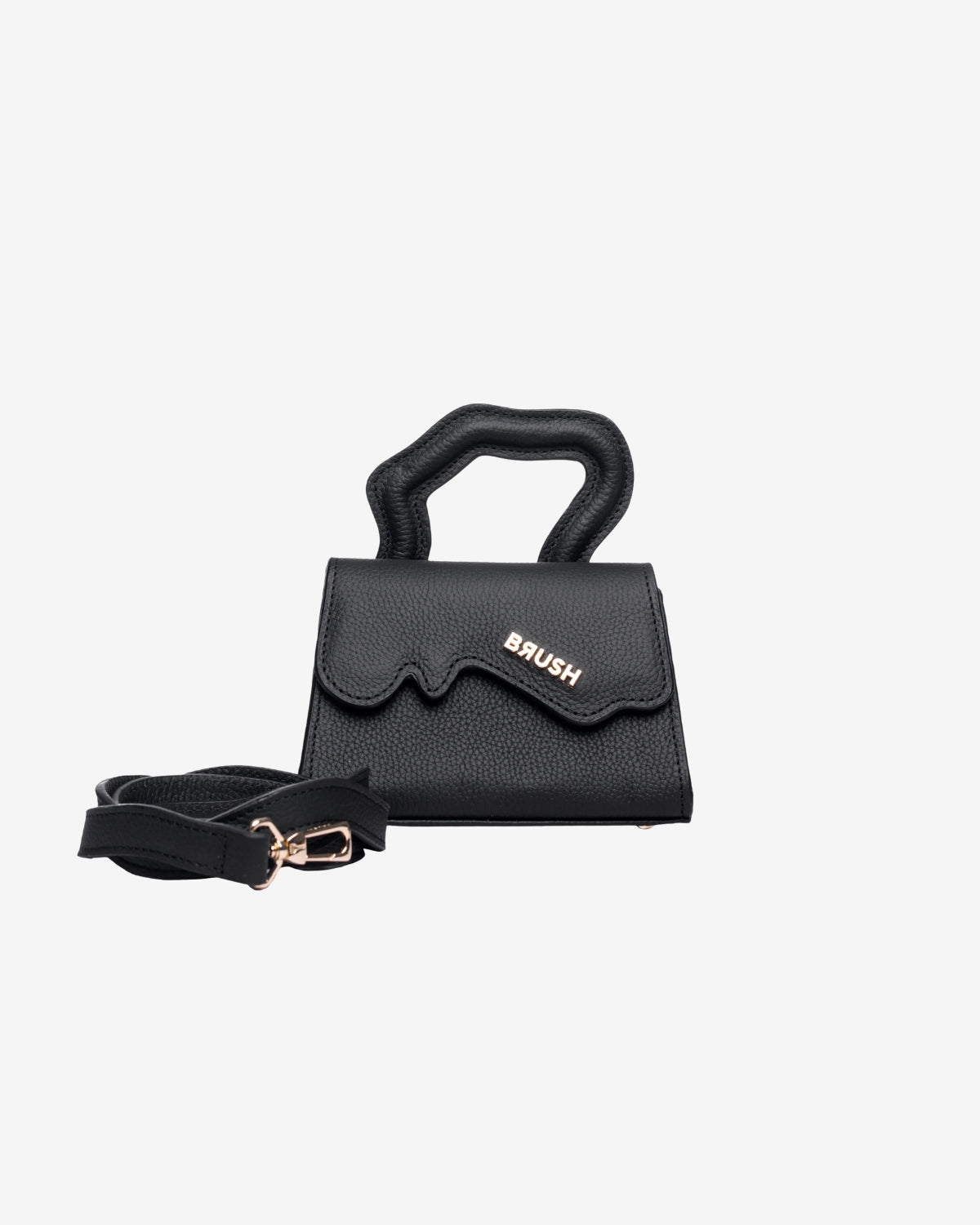 Geanta de Piele "Baby Leak", Neagra, Brush