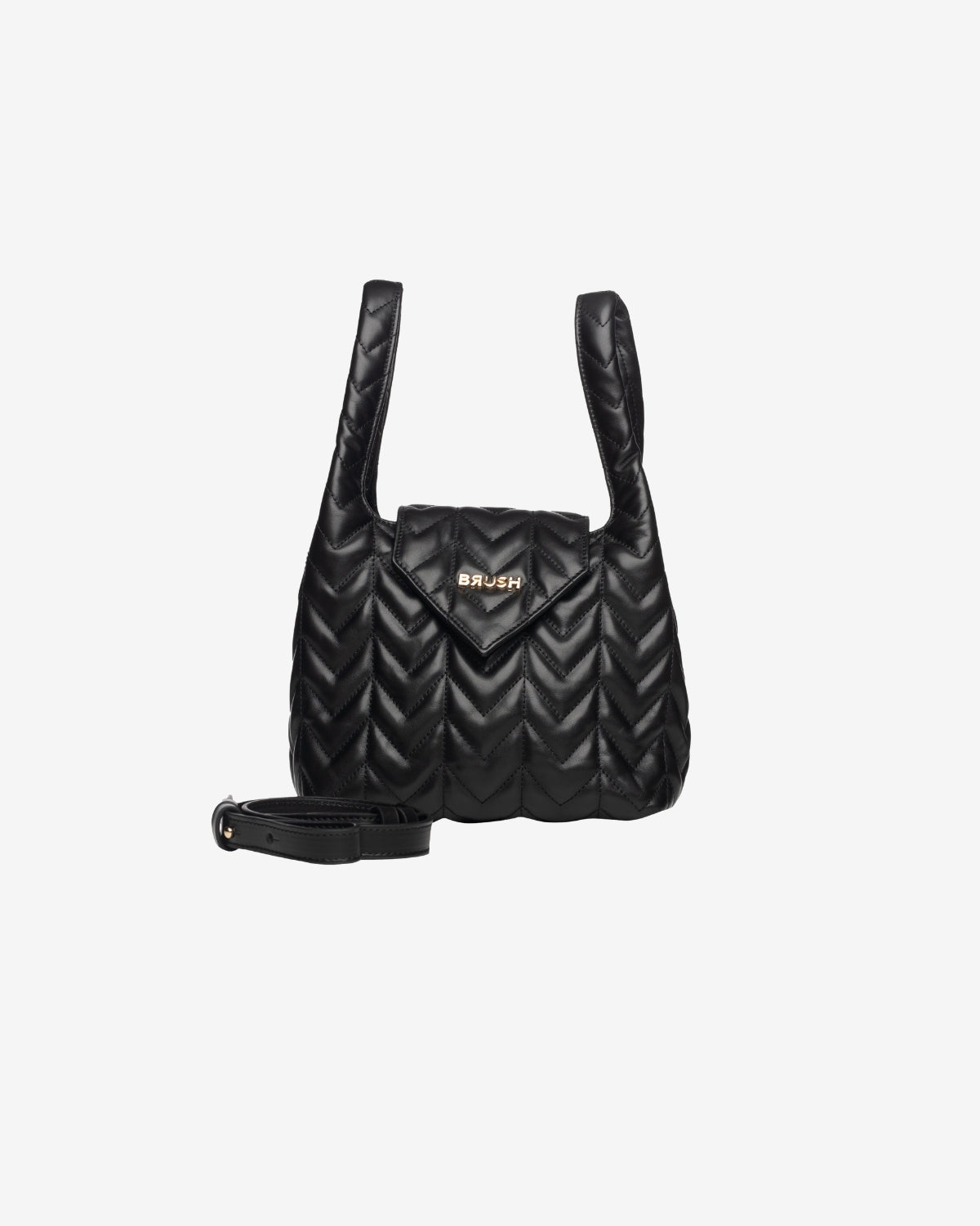 Geanta de Piele "Lulu", Neagra, Brush