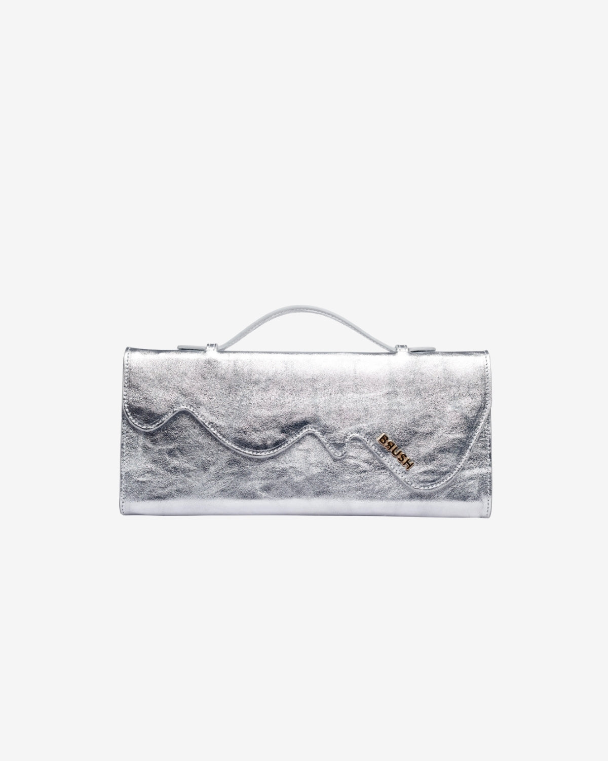 Geanta de Piele "Melt", Argintie, Brush