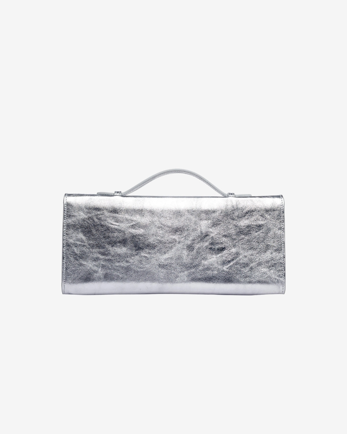 Geanta de Piele "Melt", Argintie, Brush
