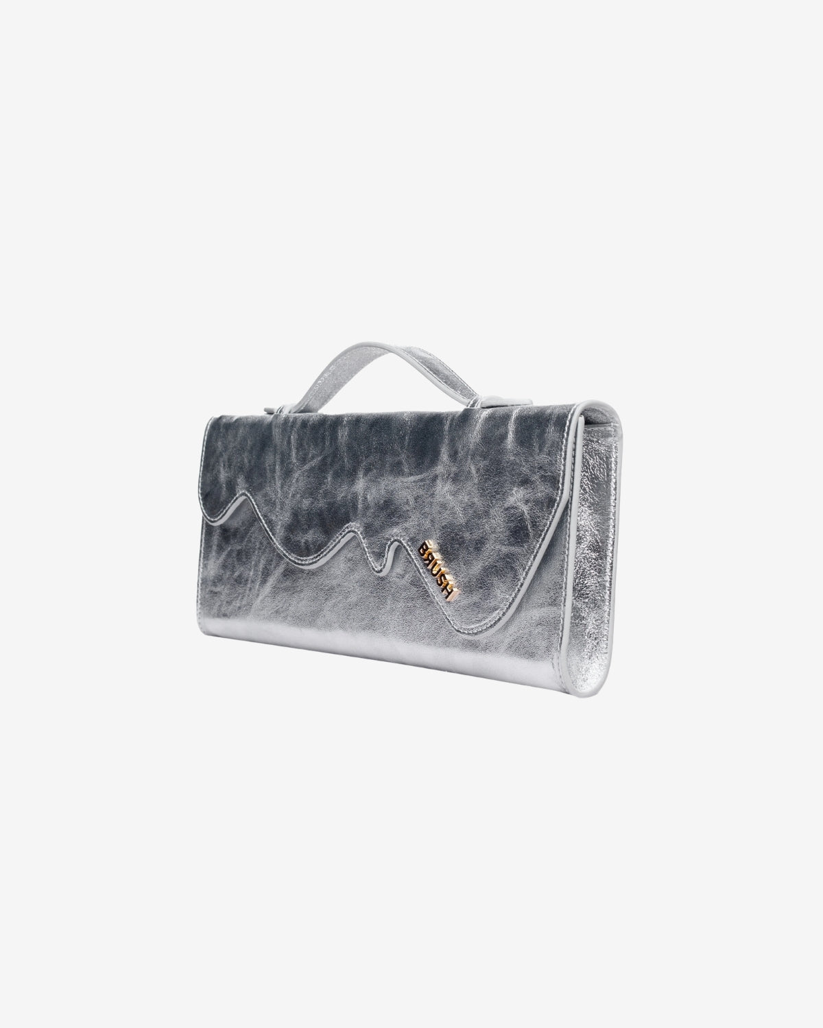 Geanta de Piele "Melt", Argintie, Brush