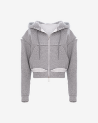 Cropped Sweatshirt with Zipper, Grey