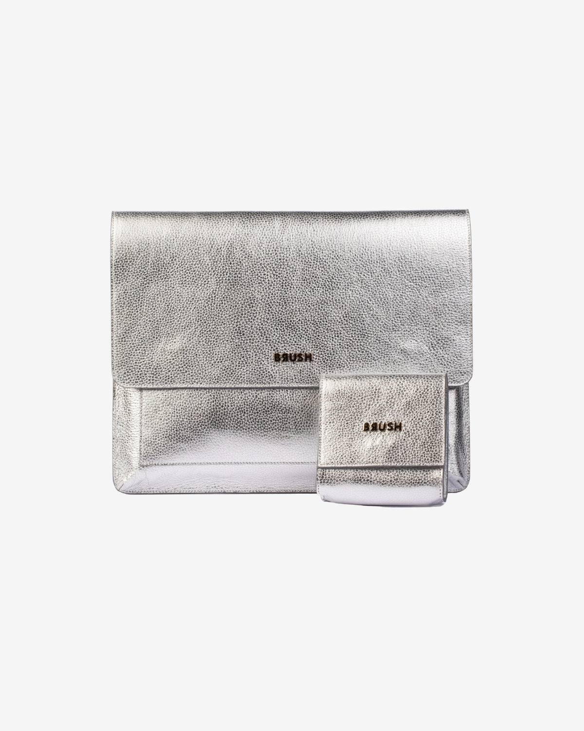 Husa Piele pentru Laptop, Argintie, Brush