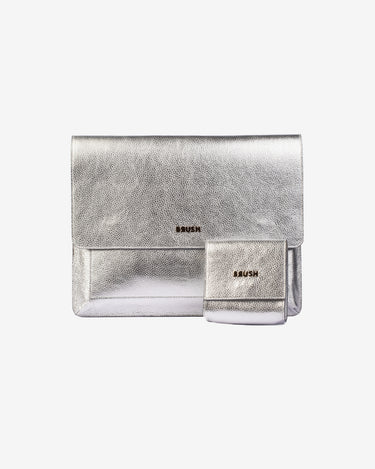 Husa Piele pentru Laptop, Argintie