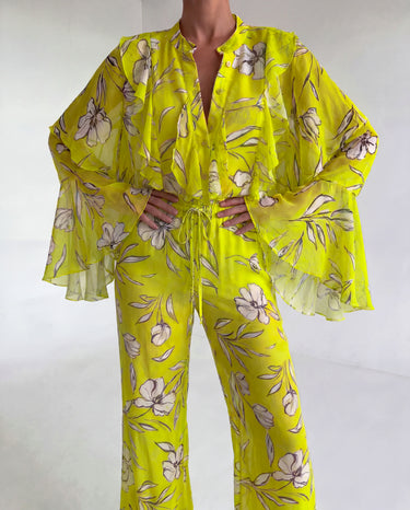 Bluza din Voal Lime cu print floral