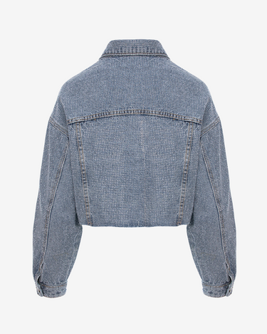 Jacheta Crop cu Strasuri, Albastra