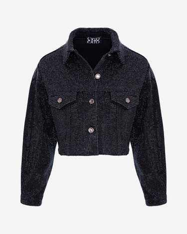 Straight Jeans with Rhinestones, Black