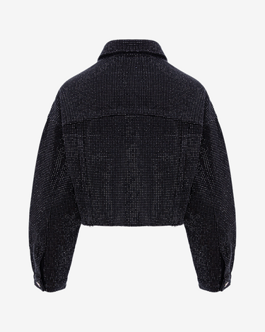Jacheta Crop cu Strasuri, Neagra