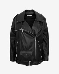 Jacheta din Piele Biker, Neagra