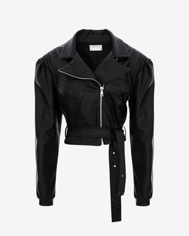 Jacheta din Piele Ecologica "Retro", Neagra