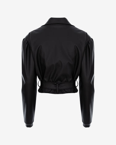 Jacheta din Piele Ecologica "Retro", Neagra