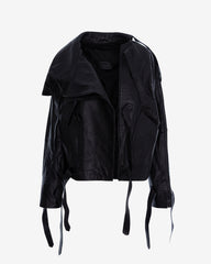 Knot Leather Jacket, Black