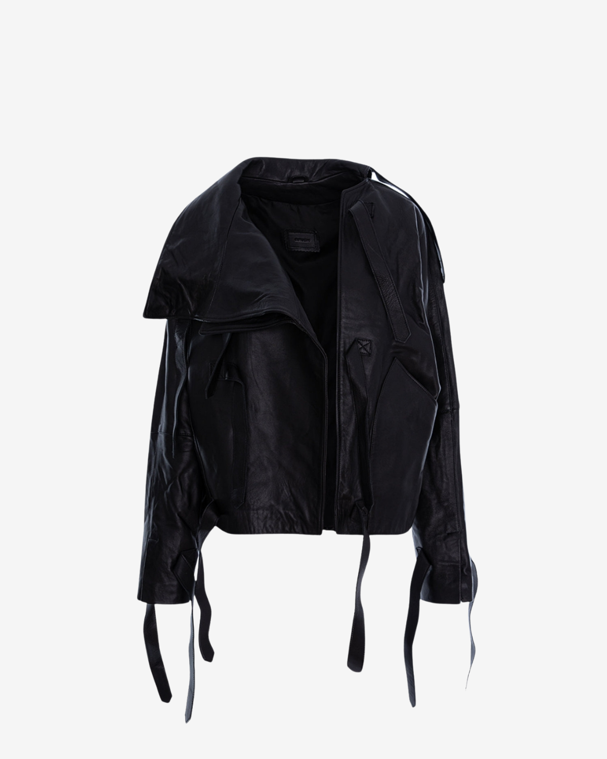 Jacheta din Piele Knot, Neagra, Brush