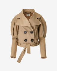 Statement Jacket with Wide Lapels, Beige