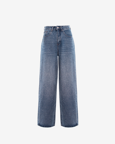 Straight Jeans with Rhinestones, Black