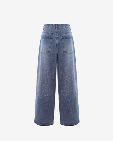 Jeans Baggy cu Strasuri, Albastri