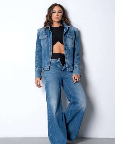 Jeans cu Talia in V, Denim